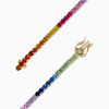 14K Yellow Gold Rainbow Colored Tennis Bracelet