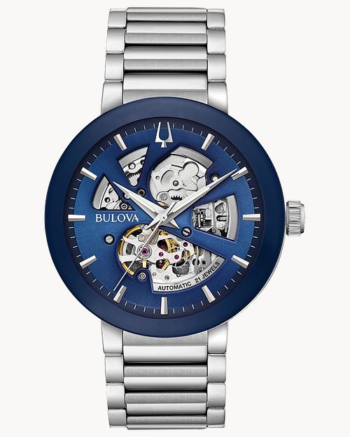 Bulova Men's Modern Automatic Futuro Stainless Steel Skeleton Watch
