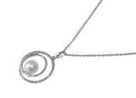 14K White Gold Fresh Water Pearl Diamond Necklace 18 inch 0.31 TW