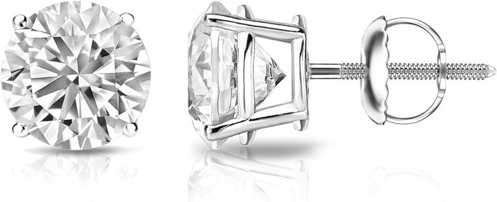 Yellow Sterling Silver Round Moissanite Stud Earrings, 0.25 ct