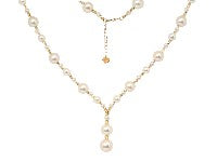 14k Yellow Gold Fresh Water Pearl Lariat Fashion Necklace 16 inch