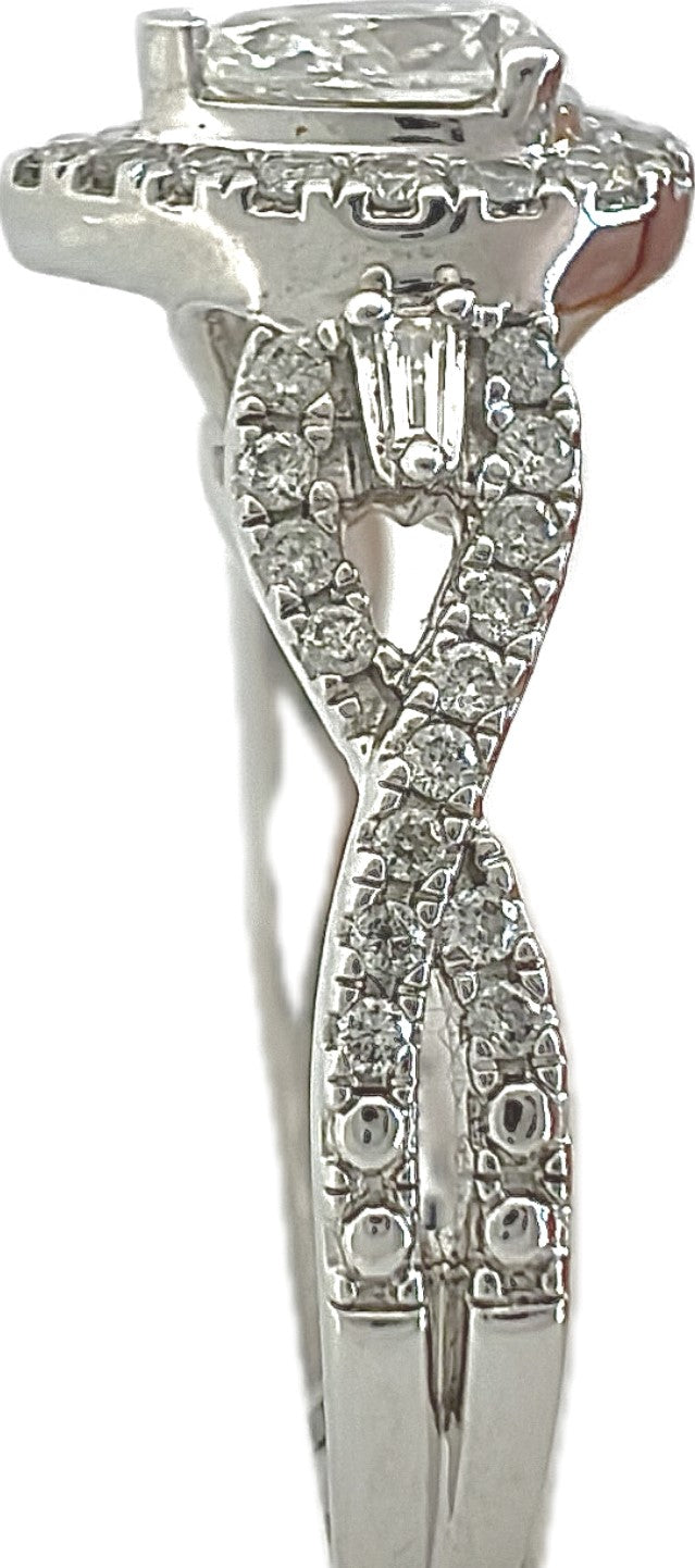 14k White gold Pear cut with Halo Engagement Ring