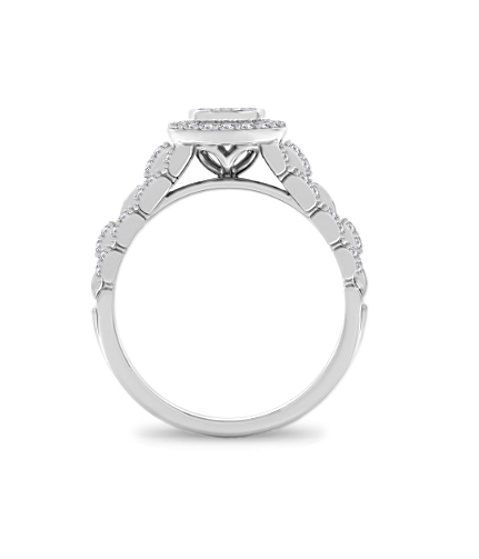 14k White gold Micro Pavé Oval Engagement Ring