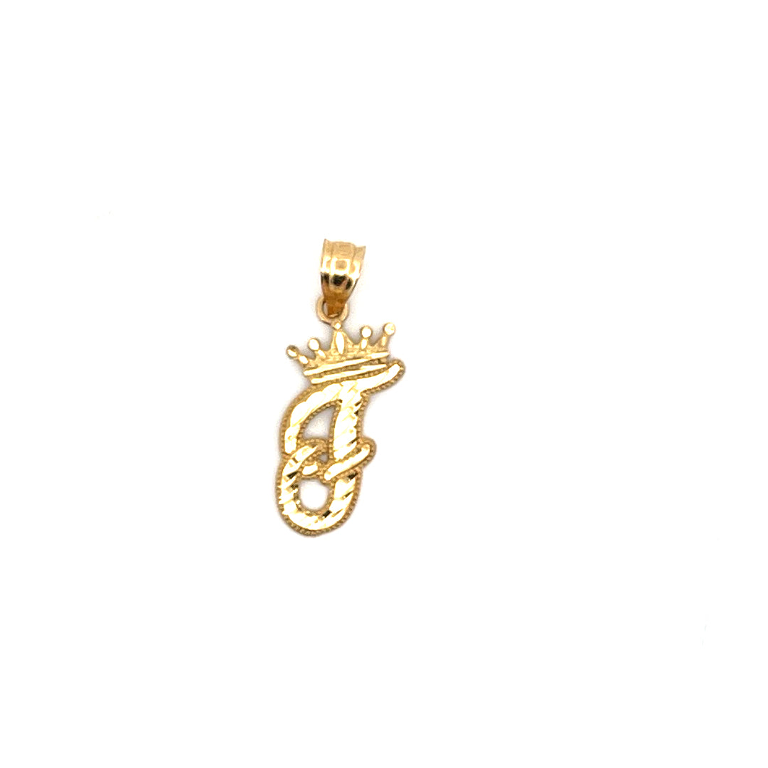 10k Yellow Gold Diamond Cut J Initials Charm w/crown