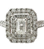 14k White gold Emerald cut with halo Engagement Ring