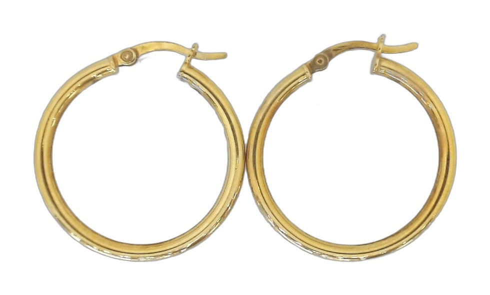 Yellow Silver Polished Small Hoop Earrings