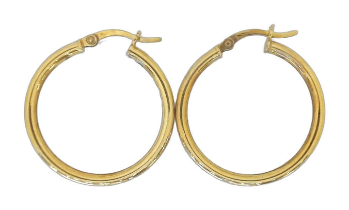 Yellow Silver Polished Small Hoop Earrings