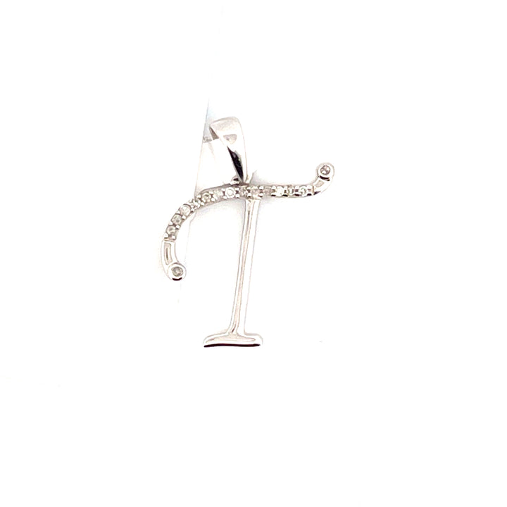 10K White Gold Diamond Initial P Pendant, 0.10 ct