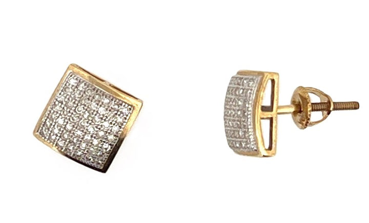 10K Yellow Gold Pavé Diamond Earrings, 0.33 ct