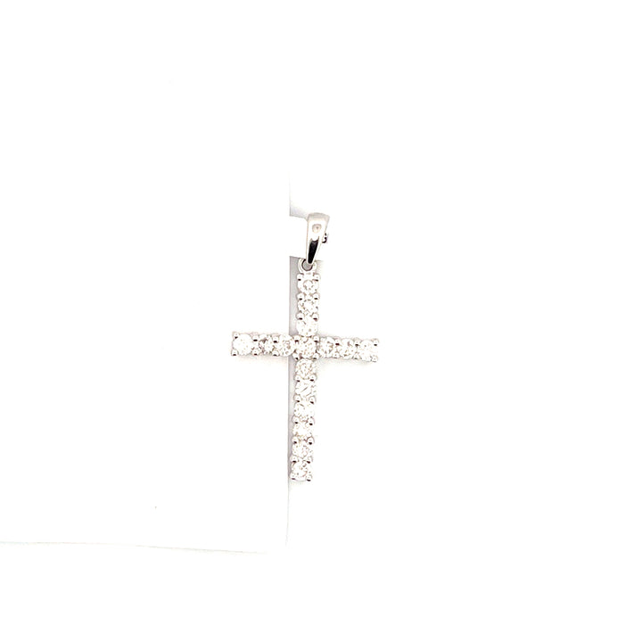 14K Rose Gold Diamond Cross Necklace, 18 inch, 0.50 ct
