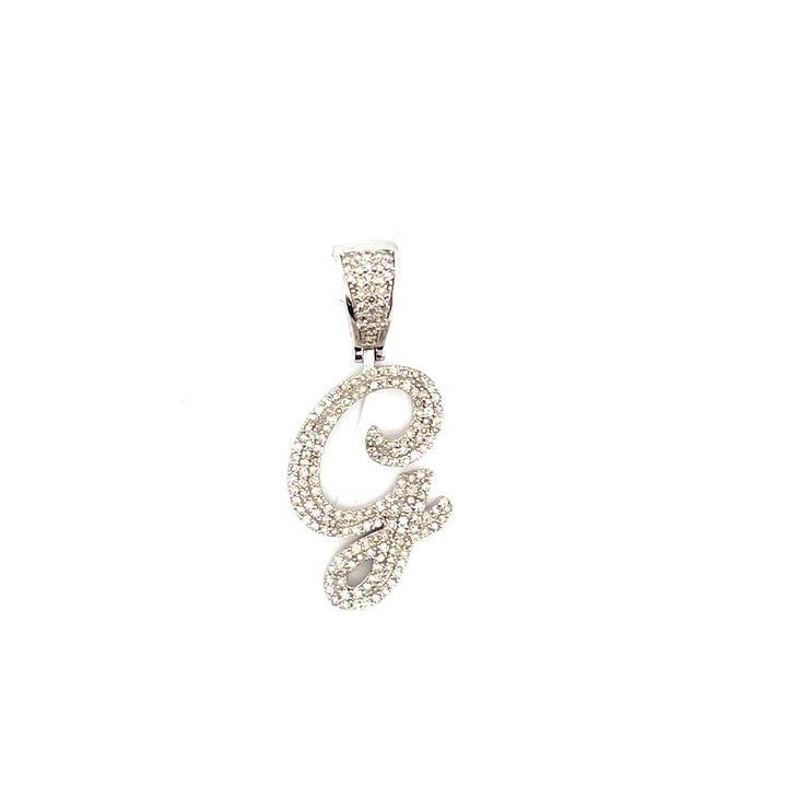 10K Yellow Gold Diamond Initial G Pendant, 0.87 ct